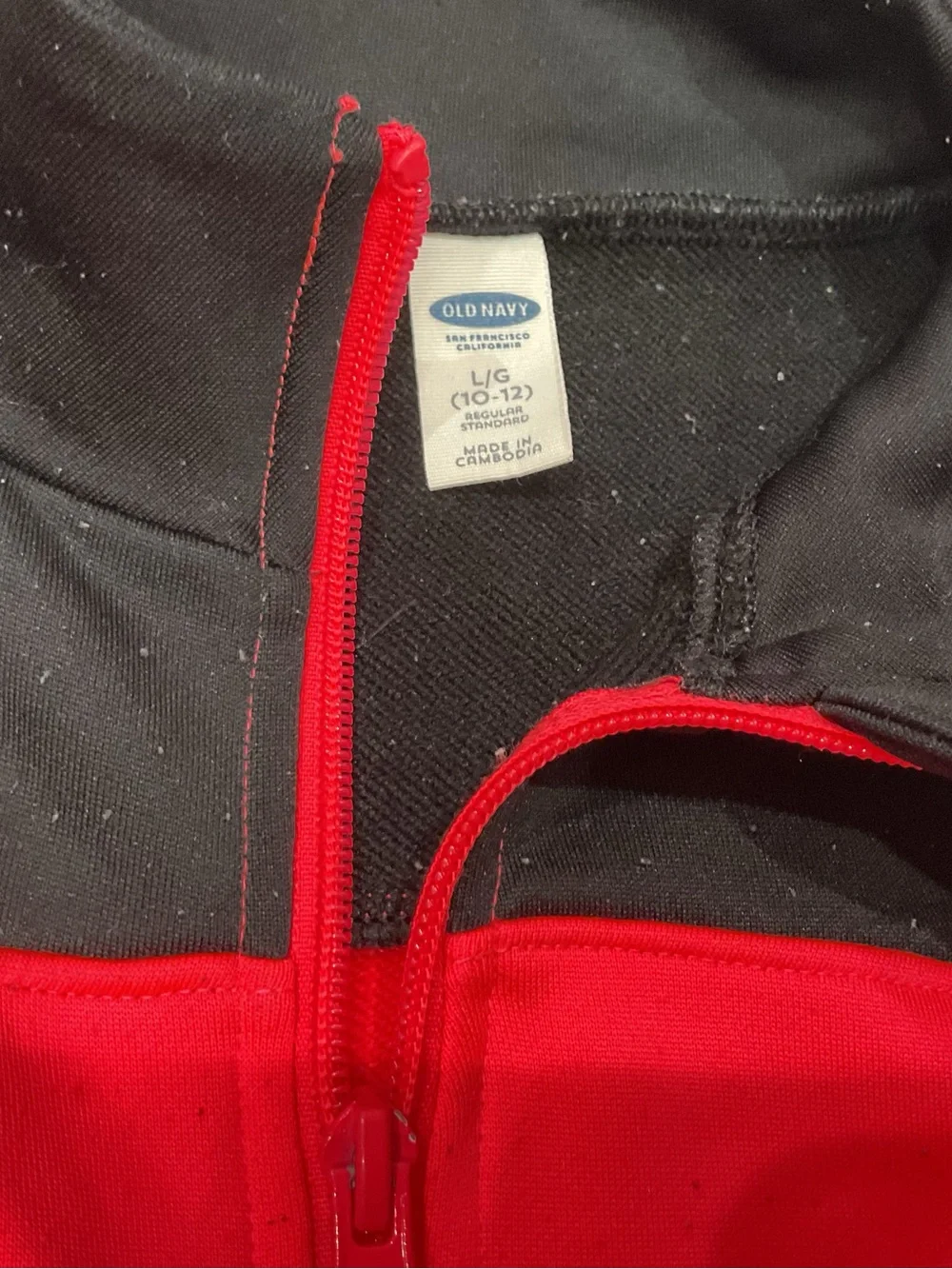 Old Navy Girls Black & Hot Coral Zip-Up Sweater Size L (10/12)